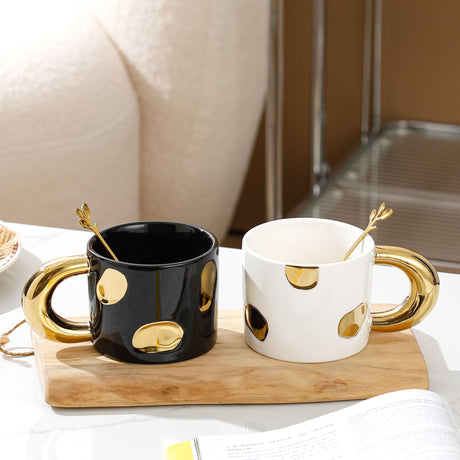 Creative Electroplated Ceramic Mug Office Large Handle Coffee Mug Home Breakfast Cup Juice Cup Milk Cups Couple Water Cup - V.I.P Digital Presence