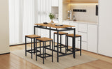 TREXM 5-piece compact bar table with table and stool - modern industrial design brown - V.I.P Digital Presence