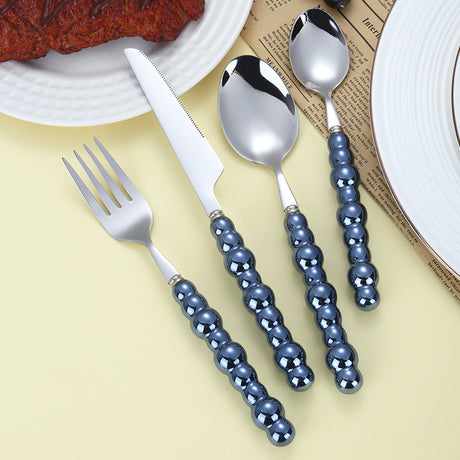 304 stainless steel knife and fork spoon creative pearl ceramic handle tableware western steak knife and fork dessert spoon - V.I.P Digital Presence
