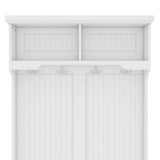 Hall Tree with Storage Shoe Bench for Entryway and Hallway, 4-in-1 Design Coat Racks with 4 Hooks for Living Room, White - V.I.P Digital Presence