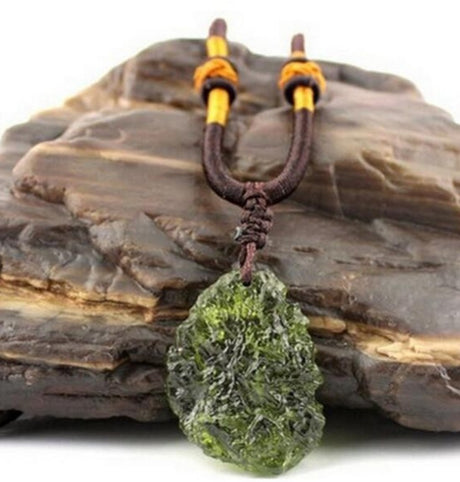 1Pcs Natural Czech meteorite pendant rough green meteorite jewelry necklace fine crystal gravel - V.I.P Digital Presence
