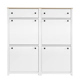 ONTREND ultra-thin shoe cabinet set with 4 flip drawers and adjustable panel top shoe rack, white - V.I.P Digital Presence
