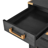 70 inch classic and traditional executive desk with metal trim, writing desk with 2 file drawers, USB ports, and sockets, black - V.I.P Digital Presence