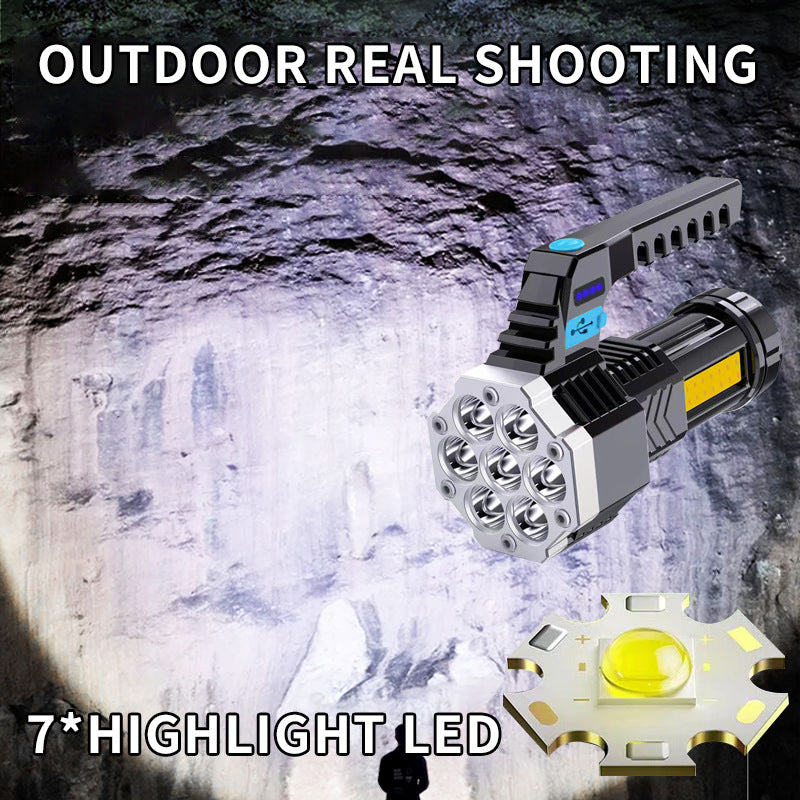 High Power LED Flashlight Powerful USB Rechargeable Torch Handheld Portable Outdoor Lamp Built-in Battery COB 7 LED Flashlights - V.I.P Digital Presence