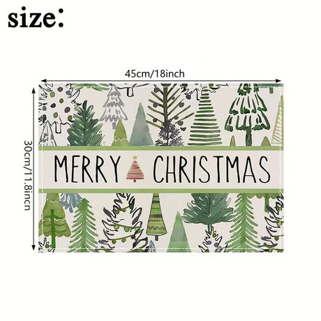 Christmas linen placemat Christmas tree print kitchen and restaurant decoration table mat - V.I.P Digital Presence