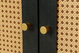 Handcrafted Premium Grain Panels Rattan Sideboard Buffer Cabinet Accent Storage Cabinet With 4 Rattan Doors BLACK - V.I.P Digital Presence