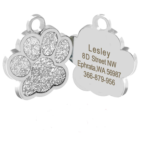 Personalized Dog Tags Engraved Cat Puppy Pet ID Name Collar Tag Pendant Pet Accessories Bone/Paw Glitter - V.I.P Digital Presence