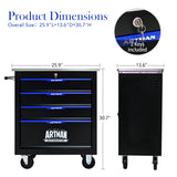 4 DRAWERS MULTIFUNCTIONAL TOOL CART WITH WHEELS-BLACK - V.I.P Digital Presence