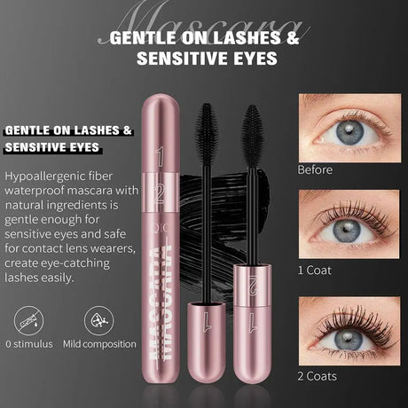 Double Head Black Mascara Waterproof Lengthens Extension Eyelashes Non-smudge Lengthening Volume 5D Silk Fiber Mascara Cosmetics - V.I.P Digital Presence