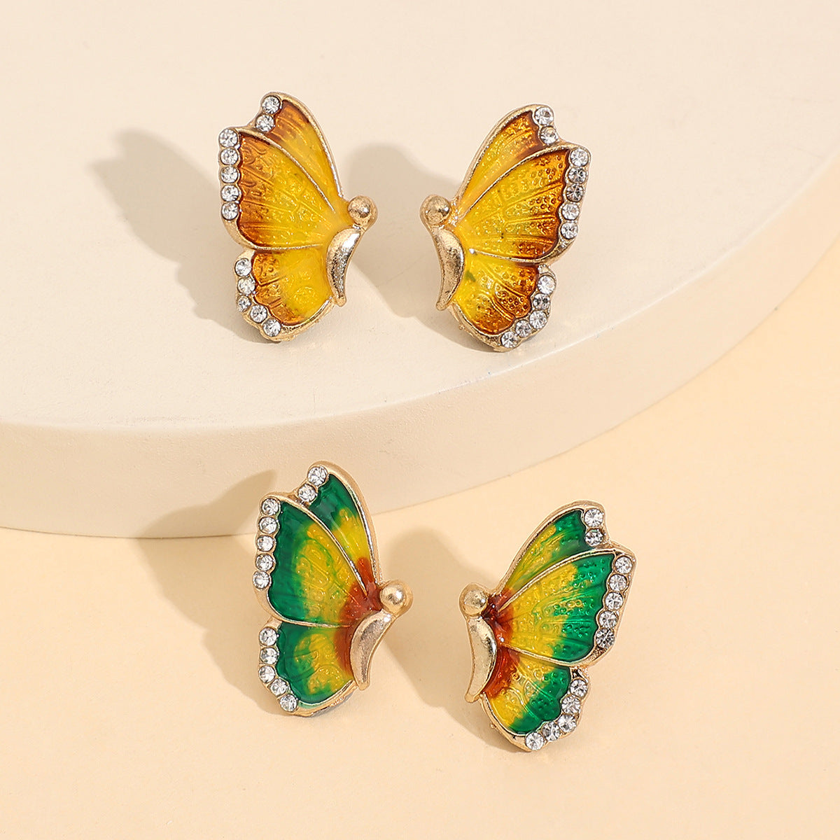 2 Piece Rhinestone Alloy Butterfly Stud Earrings - V.I.P Digital Presence