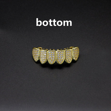 Hip hop braces with copper zircon micro inlaid with real gold Halloween teeth decoration exaggerated hiphopgrills - V.I.P Digital Presence