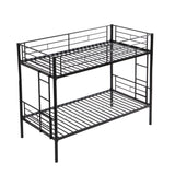 Double decker bed, size above twin bed, with 2 ladders and full-length guardrail, metal, storage space, black - V.I.P Digital Presence