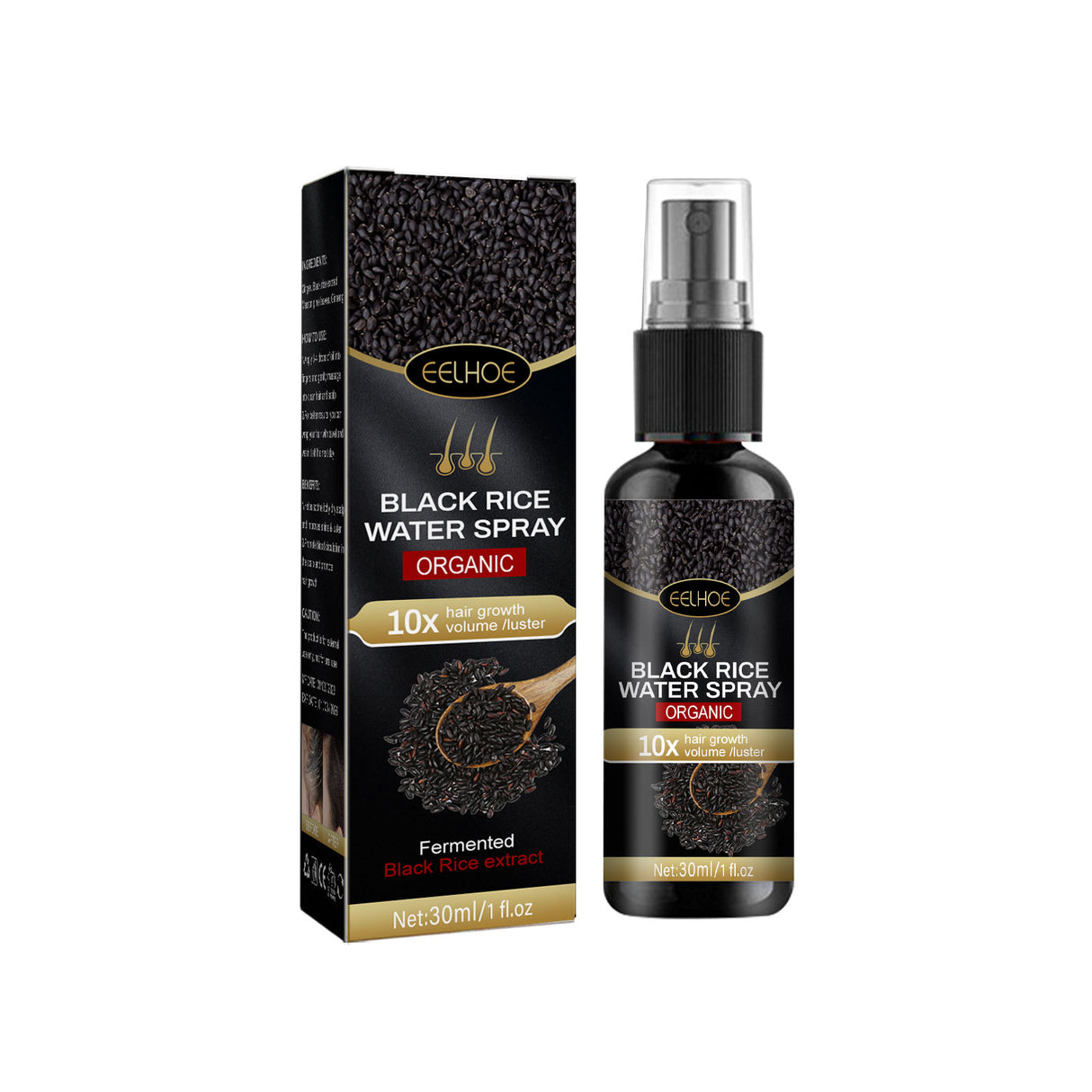 Black Rice Hair Spray Strengthen And Strengthen Hair Dense Hair Hydrating Repair Root Soft Hair Growth Spray - V.I.P Digital Presence
