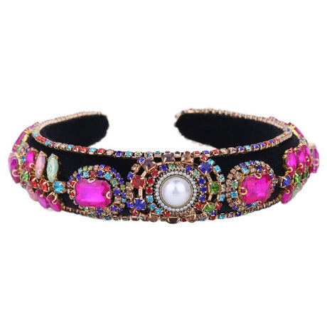 Decorated with colored glass diamond flower headband - V.I.P Digital Presence