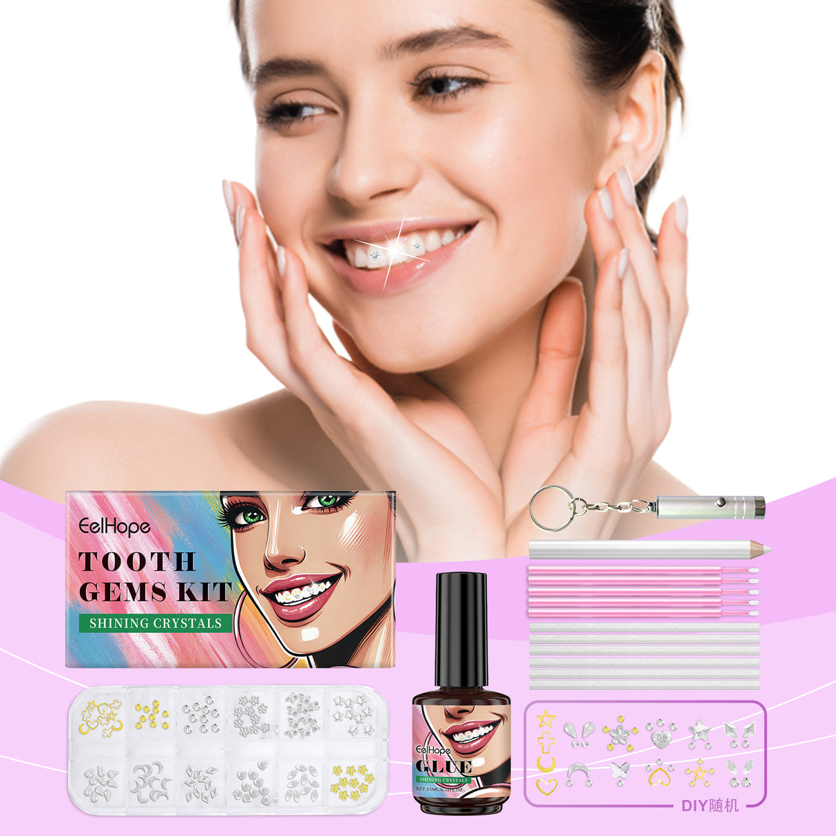 Dental Beauty Set Fashion Beauty Decorative Diamond Combination Personality Sparkle Light Up Smile Style - V.I.P Digital Presence