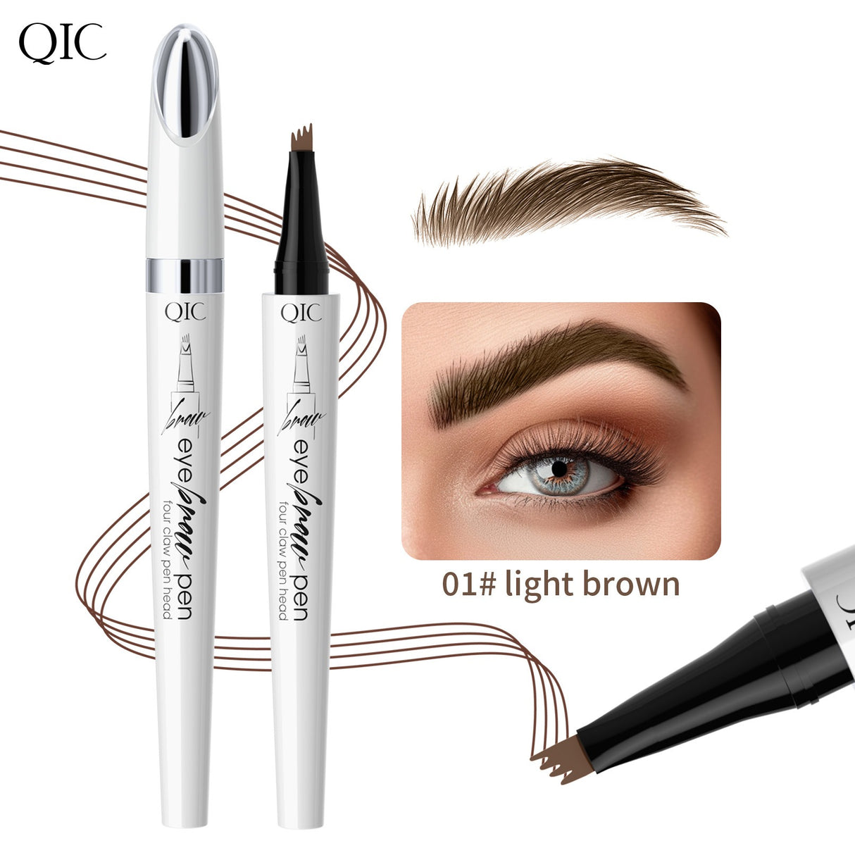 QIC ceramic white liquid four-claw eyebrow pencil wild eyebrow waterproof non-smudge four-head forked eyebrow pencil - V.I.P Digital Presence