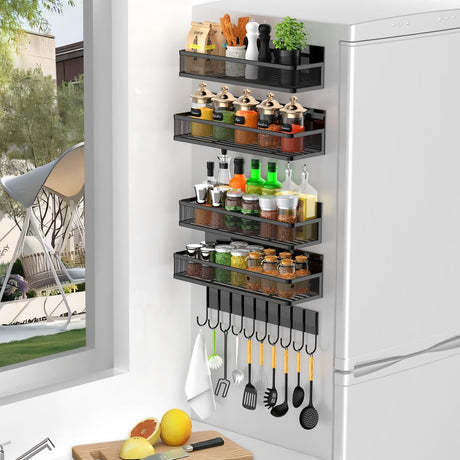 New Magnetic Shelf Moveable Magnetic Fridge Organizer  Rack Seasoning Organizer Spice Rack for Refrigerator - V.I.P Digital Presence