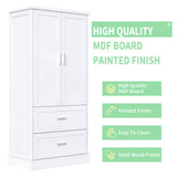 Tall Bathroom Storage Cabinet, Cabinet with Two Doors and Drawers, Adjustable Shelf, MDF Board, White - V.I.P Digital Presence