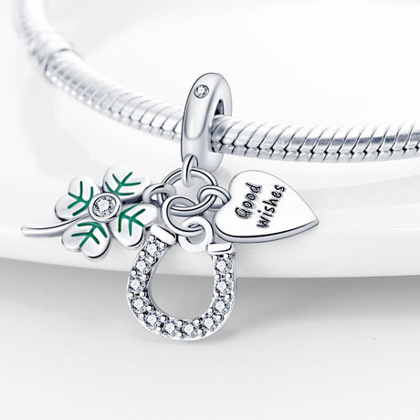 U-shaped Horseshoe Clover Wishing Tree Pendant Copper Silver Plated DIY Jewelry - V.I.P Digital Presence