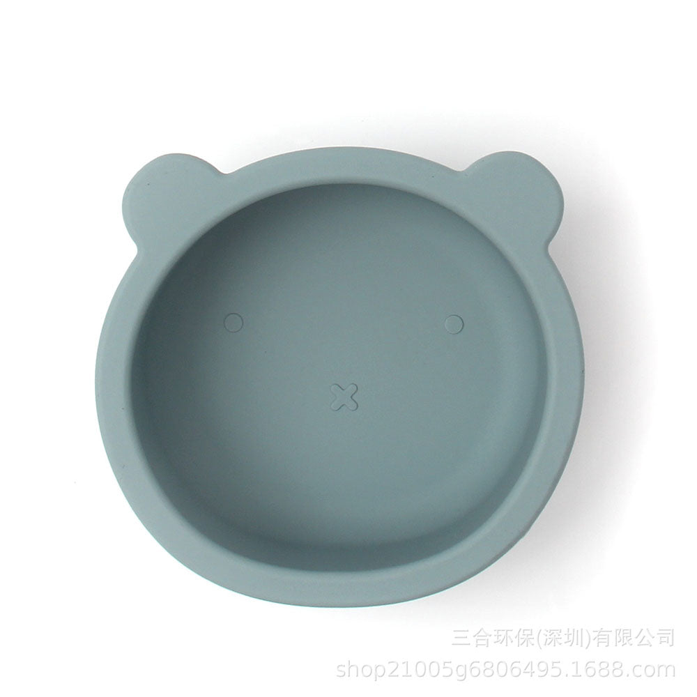 Vajilla infantil, cuenco para bebés, cuenco de silicona con ventosa para niños, cuenco para suplemento alimenticio con forma de oso 
