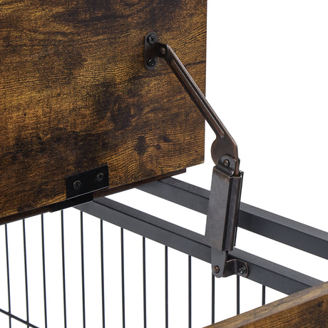 Furniture Style Dog Crate Side Table on Wheels with Double Doors and Lift Top. Rustic Brown, 31.50'' W x 22.05'' D x 25'' H. - V.I.P Digital Presence