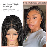 Triangle Knotless Braided Wigs 36Inch Bohemian Curly Braided Lace Front Wigs Synthetic Hand Double Lace Braid Wig - V.I.P Digital Presence