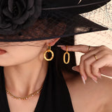 Geometric ring buckle ear ring retro asymmetric design titanium steel ear jewelry - V.I.P Digital Presence