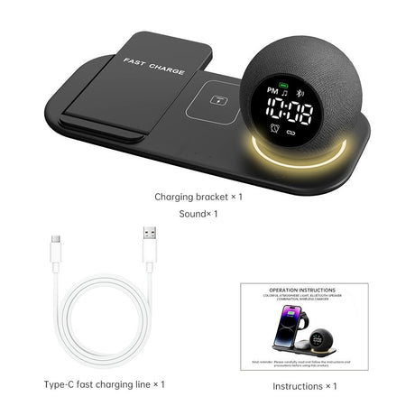 Six in one mobile phone watch headphones wireless charging clock alarm Bluetooth speaker night light - V.I.P Digital Presence