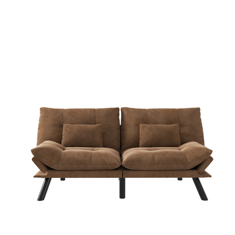 Leatehr Feeling Brown Convertible Folding Modern sofa Bed - V.I.P Digital Presence