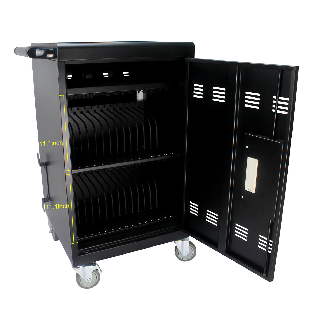 Mobile Charging Cart and Cabinet for Tablets Laptops 30-Device With Combination Lock--Black - V.I.P Digital Presence