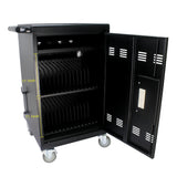 Mobile Charging Cart and Cabinet for Tablets Laptops 30-Device With Combination Lock--Black - V.I.P Digital Presence