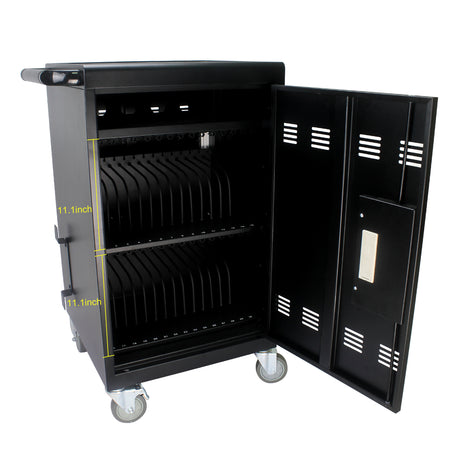Mobile Charging Cart and Cabinet for Tablets Laptops 30-Device With Combination Lock--Black - V.I.P Digital Presence