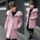 Ropa con capucha de manga larga para niñas, cortavientos, primavera, otoño e invierno, abrigo de lana, chaqueta para niños, prendas de vestir exteriores para bodas, parka 