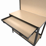 63" Tools Cabinet Working Tables Workbench Tool Storage Workshop Table with Drawers and Pegboard - V.I.P Digital Presence