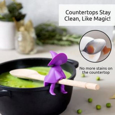 Creative kitchen utensils silicone tools Little Flying Man wizard shaped pot lid anti overflow lifting high soup spoon holder - V.I.P Digital Presence