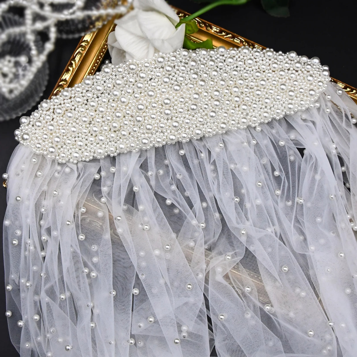 Pearl Hair Band Bridal Veils Extra Long Royal Cathedral Length Veil Wedding Veils with Comb Wedding Hair Accessories - V.I.P Digital Presence