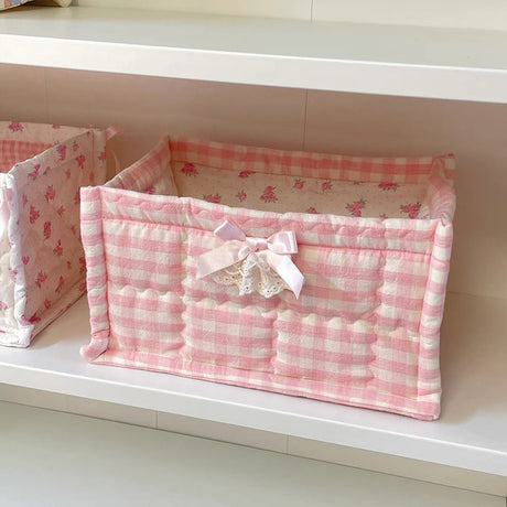 1pc Square Storage Basket: Desktop Organizer, Korean Quilted Design, Cute Storage Frame for Home Decor - V.I.P Digital Presence