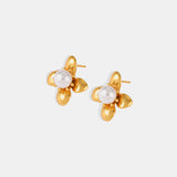 Synthetic Pearl Titanium Steel Flower Earrings - V.I.P Digital Presence
