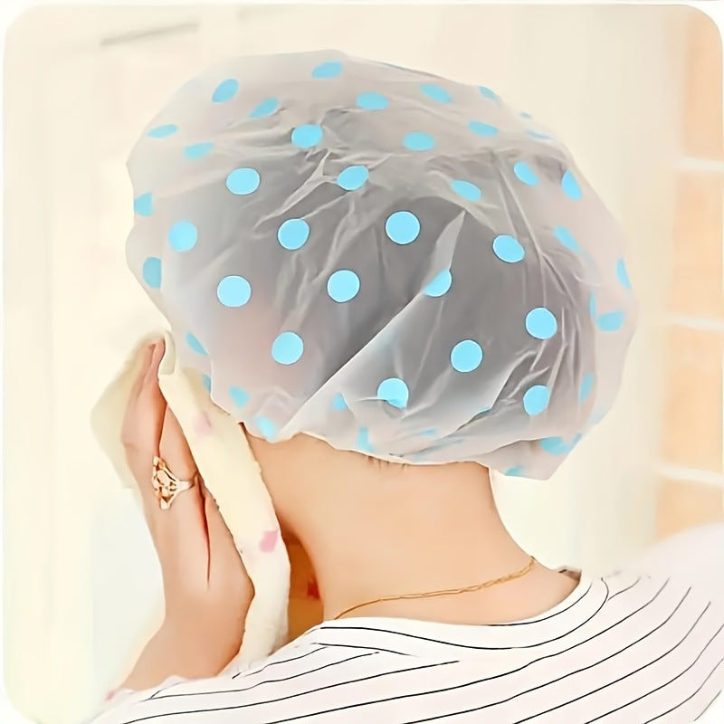 Thickened Shower Cap Wholesale Non-disposable Waterproof Polka Dot PVC Adult Bath Cap PE Oil-proof - V.I.P Digital Presence