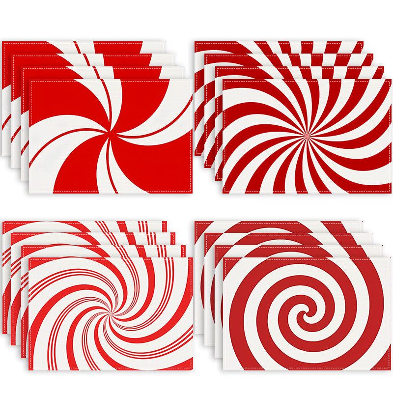 Christmas placemat red candy striped printed table mat holiday table decoration insulated mat coaster - V.I.P Digital Presence