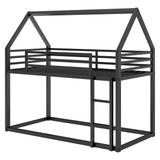 Twin over Twin House Bunk Bed with Built-in Ladder,Black - V.I.P Digital Presence