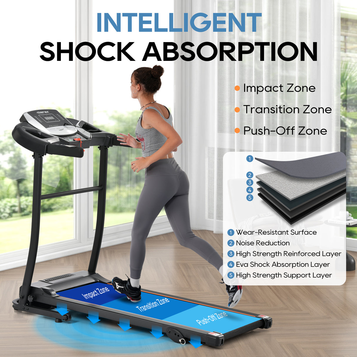 Home folding treadmill with pulse sensor, 2.5-horsepower silent brushless motor, 3-level tilt, 12 preset programs - V.I.P Digital Presence