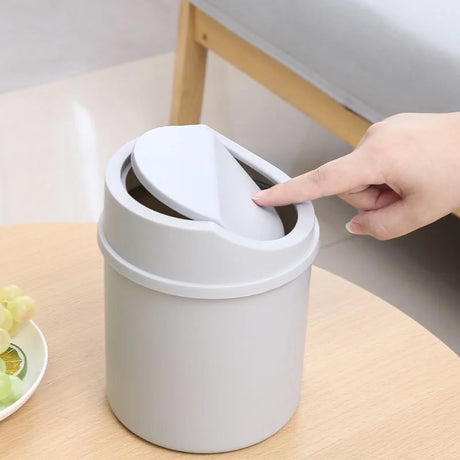 Minimalist plastic desktop trash can household press type with lid miscellaneous bin mini makeup table storage bin - V.I.P Digital Presence