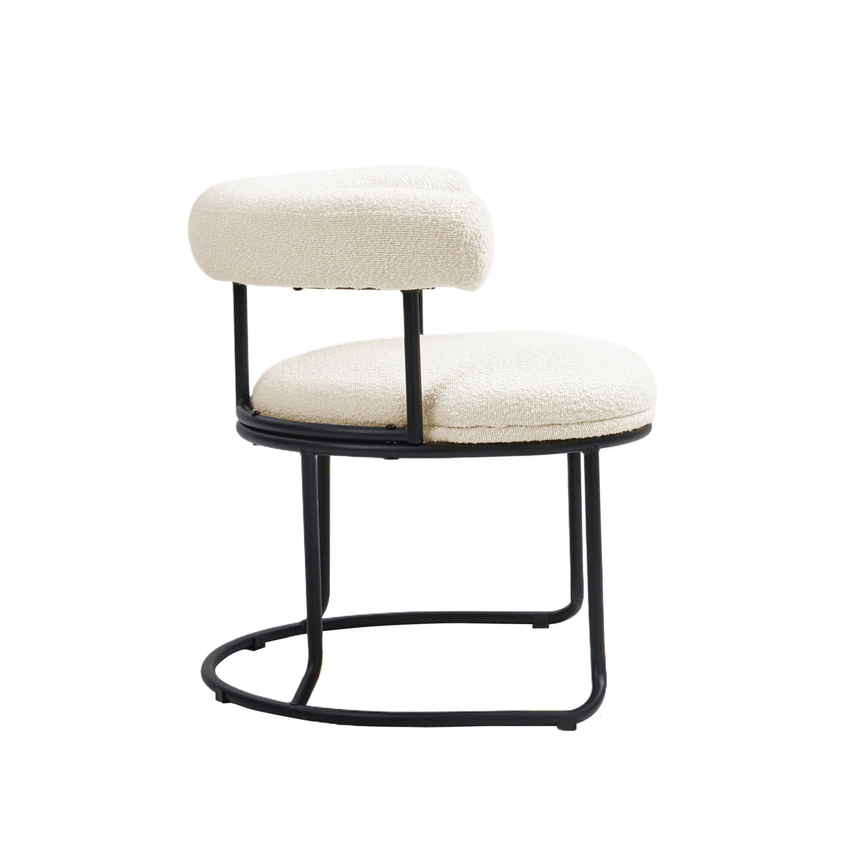 COOLCOOL Boucle dining chair set of two, medieval modern curved backrest chair, round cushion (beige Boucle) - V.I.P Digital Presence