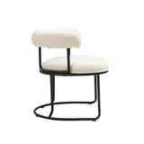 COOLCOOL Boucle dining chair set of two, medieval modern curved backrest chair, round cushion (beige Boucle) - V.I.P Digital Presence