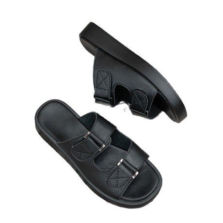 Thick bottomed flat and casual one line drag Velcro beach cooldown - V.I.P Digital Presence