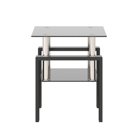1-Piece Modern Tempered Glass Tea Table Coffee Table End Table, Square Table for Living Room, Black - V.I.P Digital Presence