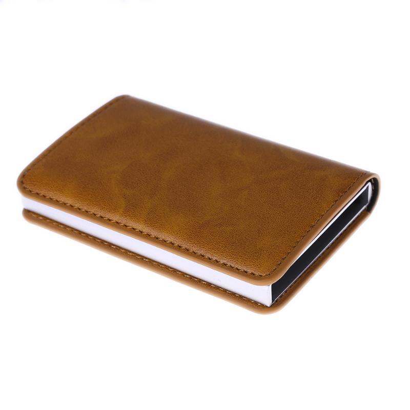 Male Metal Card Holder RFID Aluminium Alloy Credit Card Holder PU Leather Wallet Antitheft Men Wallet Automatic Pop Up Card Case - V.I.P Digital Presence