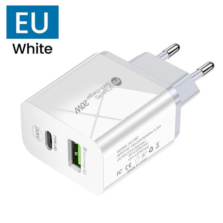 PD12W charger 5V 2.4A European, American and British standard charging head Type-C adapter PD+USB charging head - V.I.P Digital Presence
