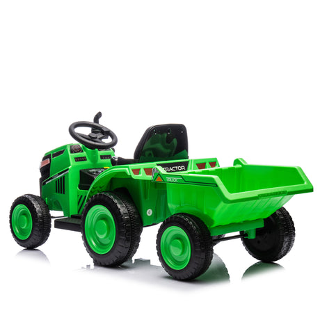 12V children ride the electric tractor "Black Knight" with a detachable storage tugboat and power display screen. - V.I.P Digital Presence